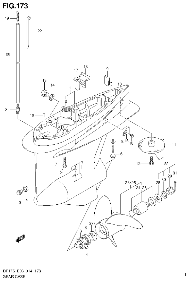 Suzuki DF175ZG GEAR CASE (DF150ZG E03) parts diagram